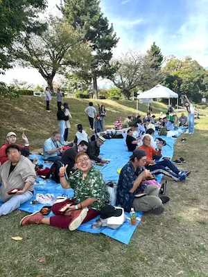 外でピクニック